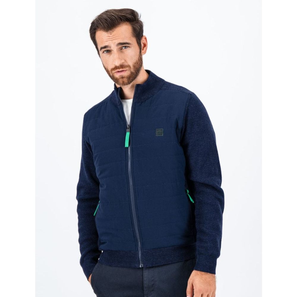 FYNCH HATTON HYBRID WITH STAND-UP COLLAR NAVY MEN JACKET